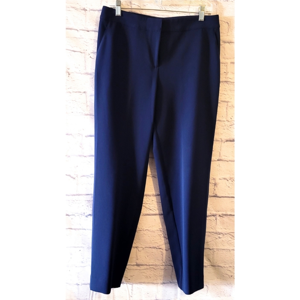 St John Womens Trousers Straight Leg Pants Size 10 Blue Pockets Corporate Career